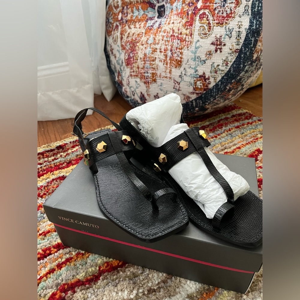Black and Vince Camuto Grecian Sandal